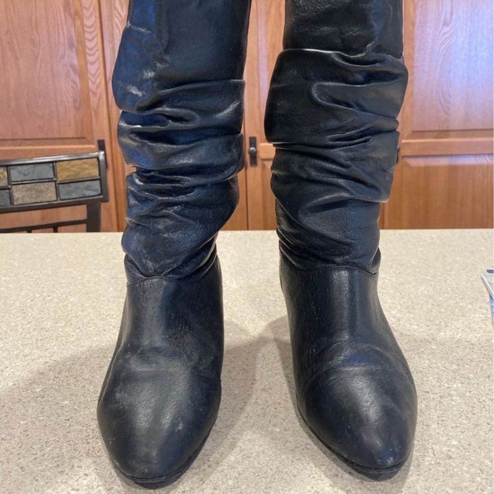 Black leather boots